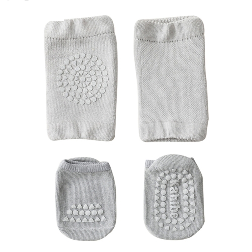

3 Sets Summer Children Knee Pads Baby Floor Socks Baby Non-Slip Crawling Sports Protection Suit S 0-1 Years Old(Light Gray)