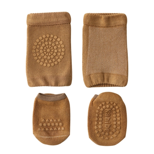 

3 Sets Summer Children Knee Pads Baby Floor Socks Baby Non-Slip Crawling Sports Protection Suit M 1-3 Years Old(Brown)