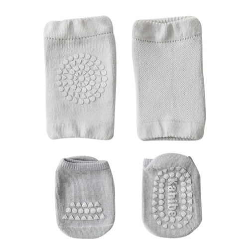 

3 Sets Summer Children Knee Pads Baby Floor Socks Baby Non-Slip Crawling Sports Protection Suit M 1-3 Years Old(Light Gray)