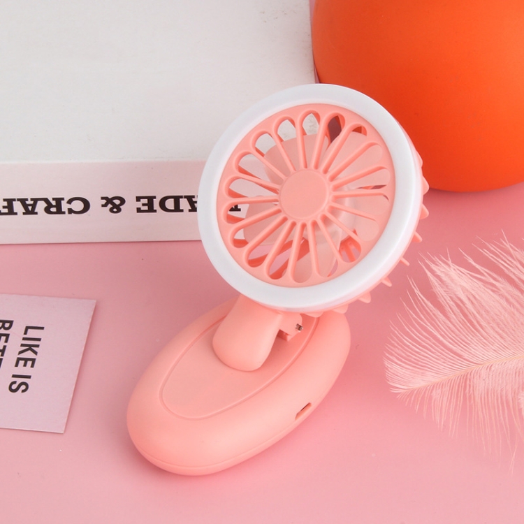 

T9 Mobile Phone Bracket With Fill Light Three-Speed USB Clip Mini Fan(Pink)