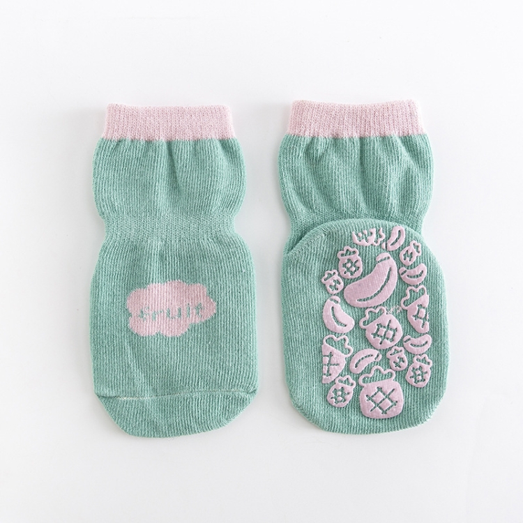 Sunsky 5 Paires Bebe Chaussettes Bebe Colle Antiderapant Bebe Peignez Des Chaussettes De Sol En Coton Taille L 3 5 Ans Fruit Green