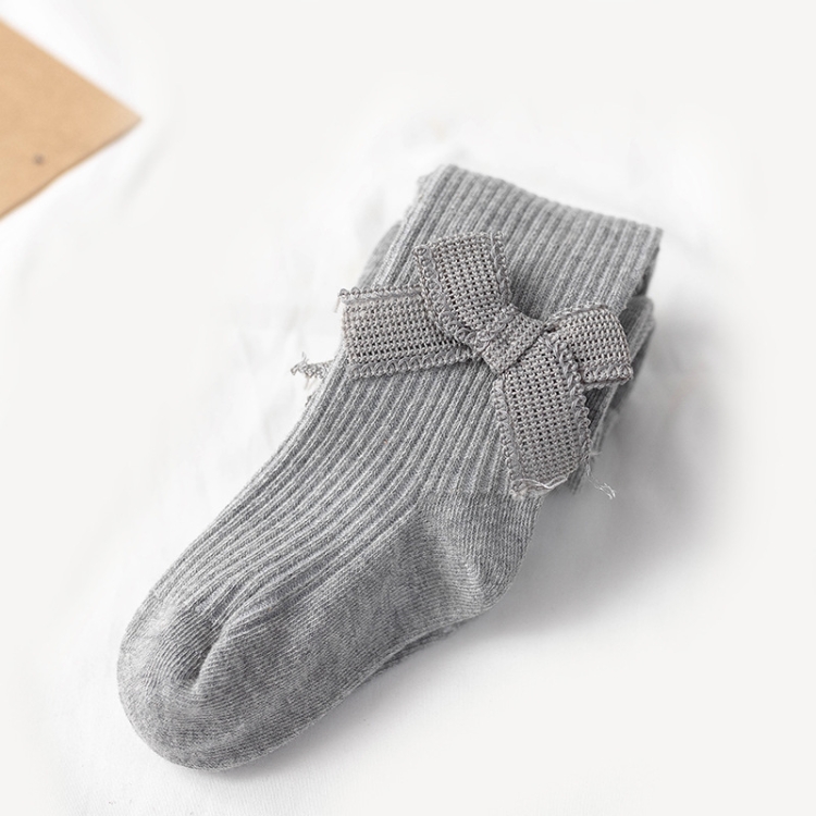 

Spring And Autumn Girl Tights Bow Baby Knit Pantyhose Size: L 2-4 Years Old(Light Gray)