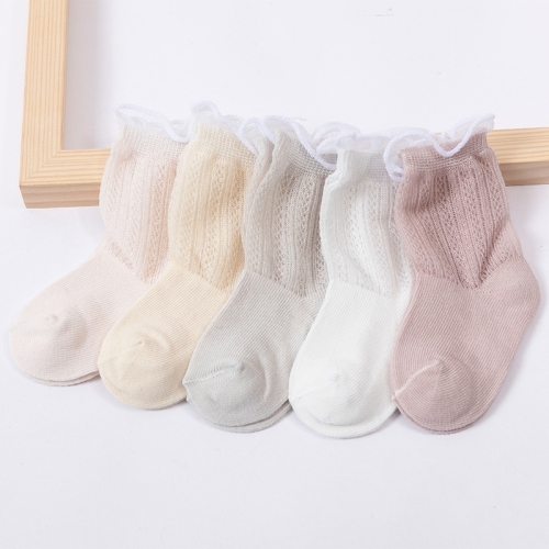 

5 Pairs / Set Children Socks Spring And Summer Mesh Thin Cotton Breathable Baby Middle Tube Socks, Toyan Socks: M(Girl Mesh)