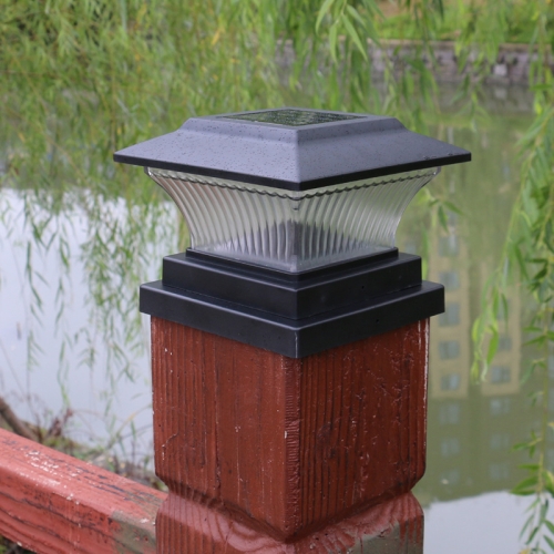 

Outdoor Solar Column Lamp IP44 Waterproof Garden Fence Light Solar Street Lamp(Black Shell+White Light)