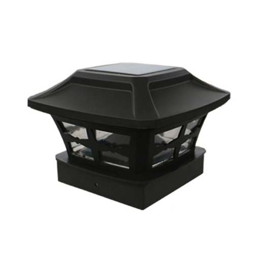 

4 inch Outdoor Solar Column Lamp White + Warm White Light Garden Lamp(Black )