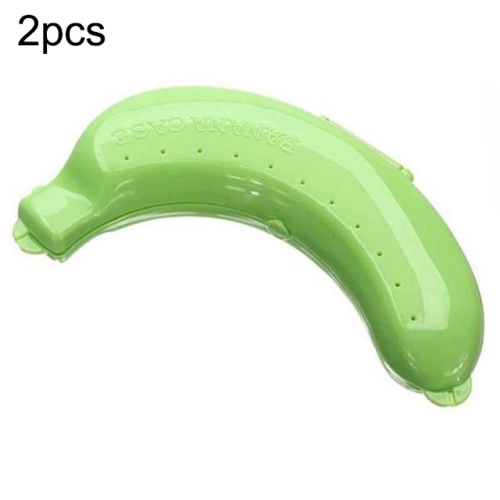 

2 PCS Cute 3 Colors Fruit Banana Protector Box Lunch Container Storage Box for Kids(Green)