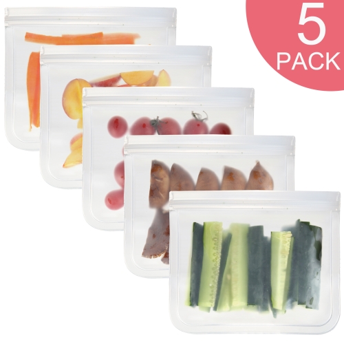 

5 in 1 Translucent Frosted PEVA Food Preservation Bag Refrigerator Food Storage Bag Self-Sealing Food Bag Set(NO.1x5)