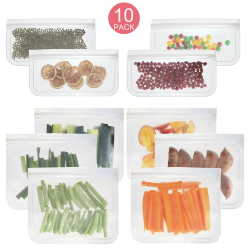 

10 in 1 Translucent Frosted PEVA Food Preservation Bag Refrigerator Food Storage Bag Self-Sealing Food Bag Set(NO.1x6+NO.2x4)