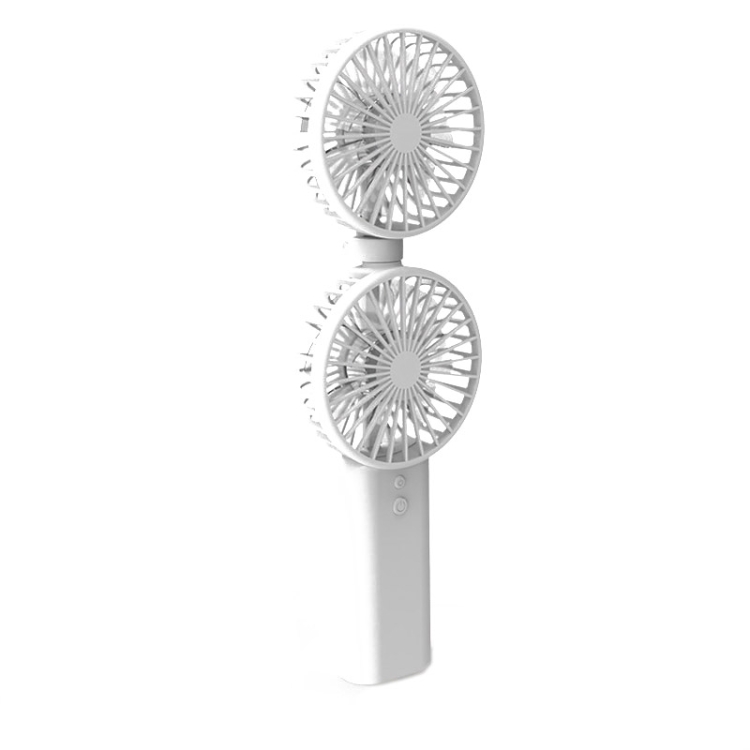 

Portable Handheld Fan Office Desktop Multi-Function Folding Double Small Fan, Specification: No Battery(White)