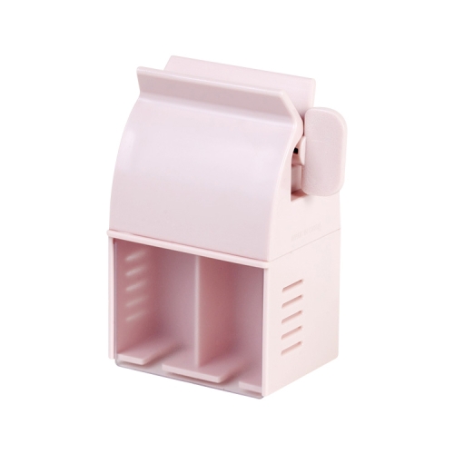 

2 PCS Toothpaste Squeezer Multifunctional Toothbrush Rack Wall-Mounted Bathroom Perforation-Free Storage Rack(Pink)