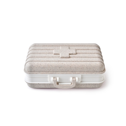 

3 PCS Wheat Straw Parent Mini Medicine Box Travel Home Dustproof Medicine Box(Beige)