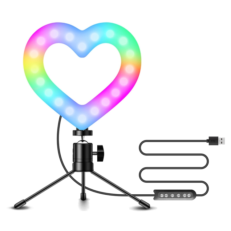

MJ16 Heart-Shaped Mobile Phone Live LED Fill Light, Colour: RGB Colorful