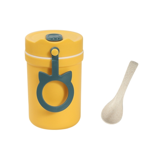 

3 PCS Plastic Portable Handle Breakfast Cup Porridge Cup Suitable for Microwave Oven, Style: Cat Buckle (Yellow)