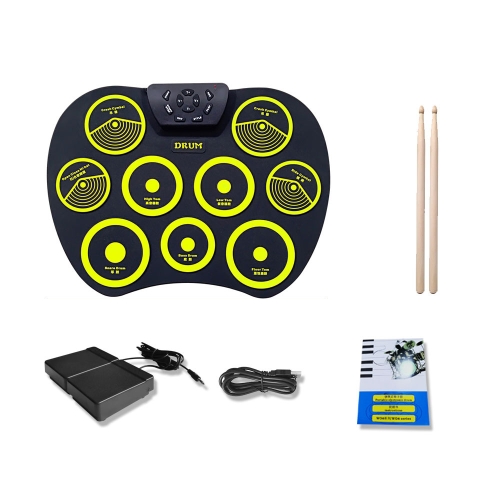 

Silicone Folding Portable Hand-Rolled Drum DTX Game Strike Board(G801 Yellow)