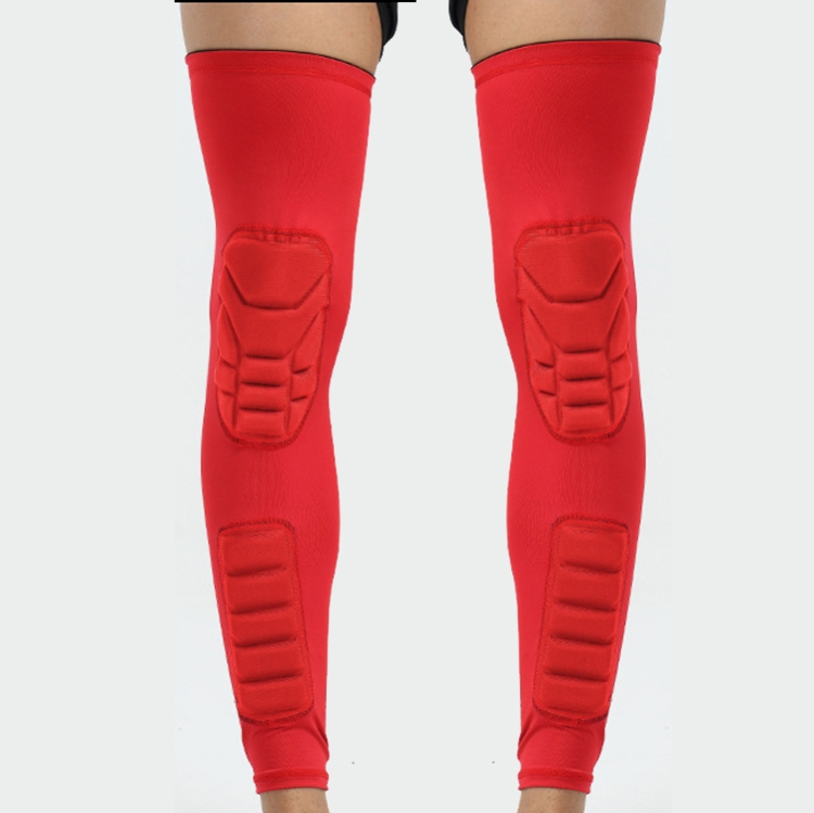 

A Pair Extended Sports Knee Pads Thigh and Calf Cover Outdoor Climbing Football Basketball Riding Protective Gear, Specification: XL (Red)