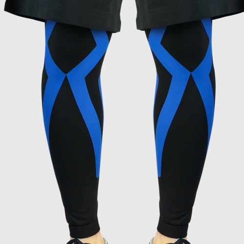 

A Pair HX022 Sports Knee Pads Compression Elastic Protective Thigh And Calve Cover Outdoor Basketball Football Riding Protective Gear, Specification: L (Black / Blue)