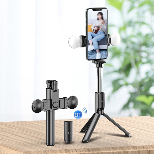 

R9 Desktop Live Broadcast Photo Bluetooth Connection Bracket Rotatable Universal Tripod, Style: Double-lights Pole