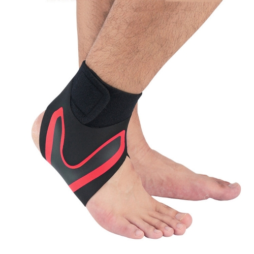 

2 PCS Sports Compression Anti-Sprain Ankle Guard Outdoor Basketball Football Climbing Protective Gear, Specification: M, Left Foot (Black Red)