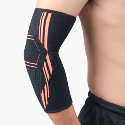 

A Pair Sports Elbow Pads Breathable Pressurized Arm Guards Basketball Tennis Badminton Elbow Protectors, Size: L (Black Orange)