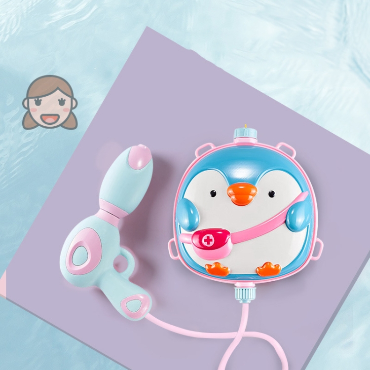 

706D Children Backpack Water Toys Summer Pull-Out Sprinkler Beach Water Toys, Colour: Penguin Medium