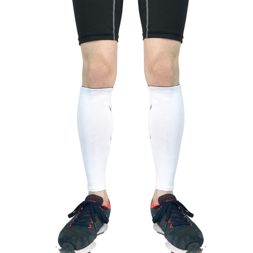 

2 PCS Sports Breathable Compression Calf Protector Riding Running Football Basketball Mountaineering Protective Gear, Specification: L (White)