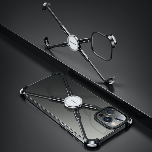 

Oatsbasf Metal Magnetic Airbag Frame Shell Heat Dissipation Mobile Phone Ring Bracket For iPhone 12 mini(Black)