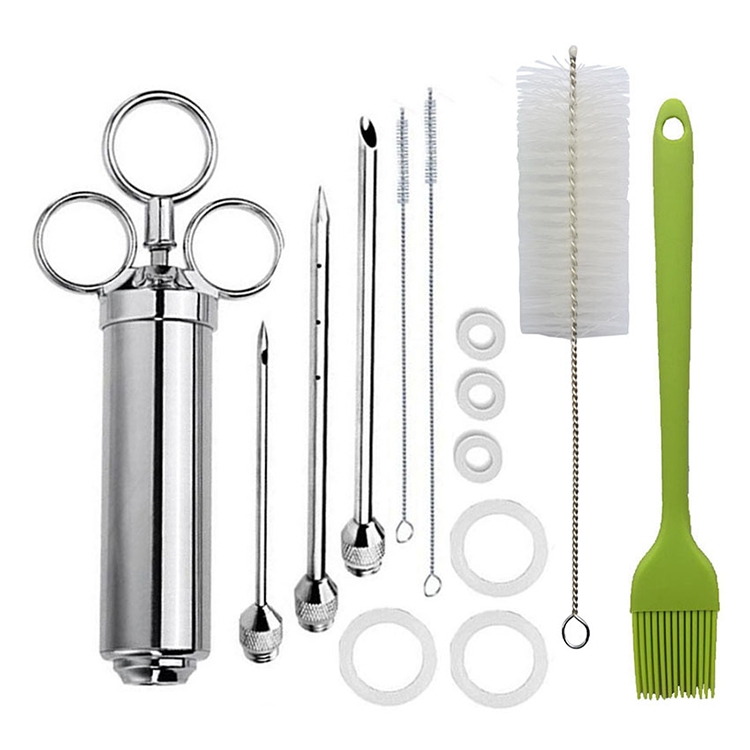 

Stainless Steel Spice Syringe Barbecue Tool Turkey Needle Set(Green)