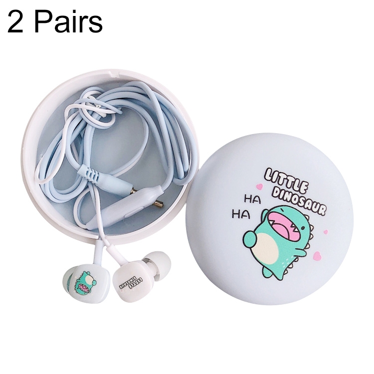 

2 Pairs Cartoon Pattern Heavy Bass In-Ear Headphones Universal Wired Headphones with Microphone(Light Blue)