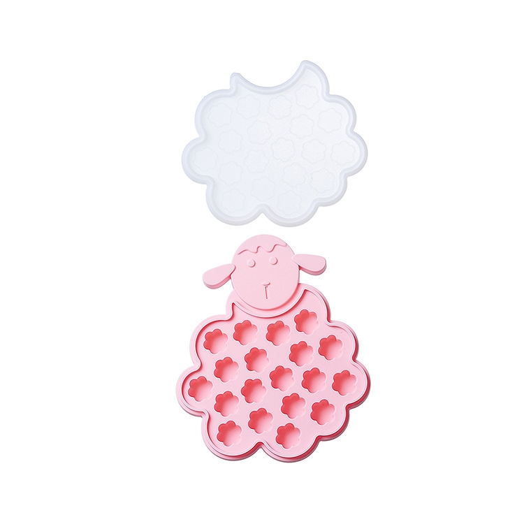 

2 PCS Household Animal Silicone Ice Tray With Lid Ice Box Mold, Specification: Sheep(Pink)