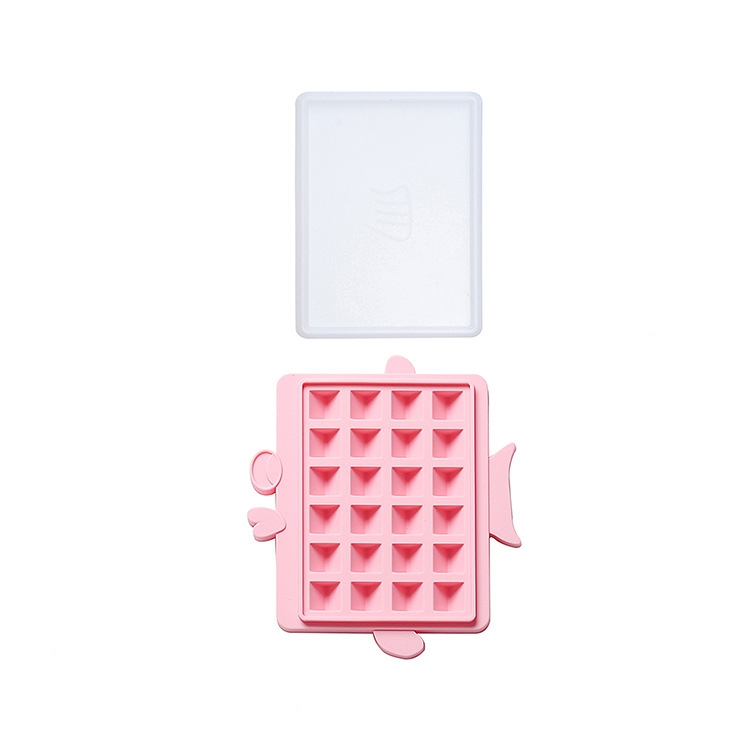 

2 PCS Household Animal Silicone Ice Tray With Lid Ice Box Mold, Specification: Small Fish(Pink)
