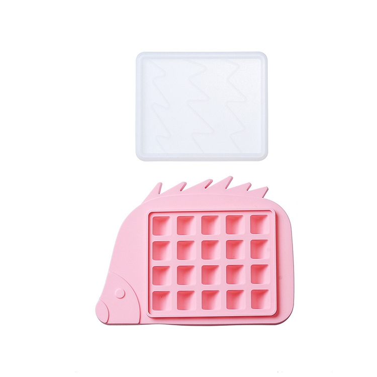 

2 PCS Household Animal Silicone Ice Tray With Lid Ice Box Mold, Specification: Hedgehog(Pink)