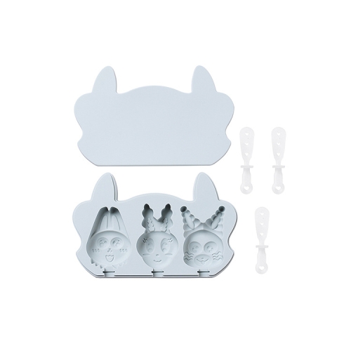 

3 PCS Cartoon Ice Cream Mold Silicone Cartoon Homemade Baking Popsicle Mold With Lid, Specification: 3 Magic Bunny (Blue)