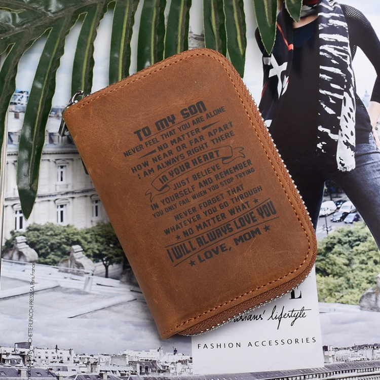 

RFID Anti-Magnetic Organ Card Holder Men/Ladies Crazy Horse Leather Coin Purse(Mom To Son)