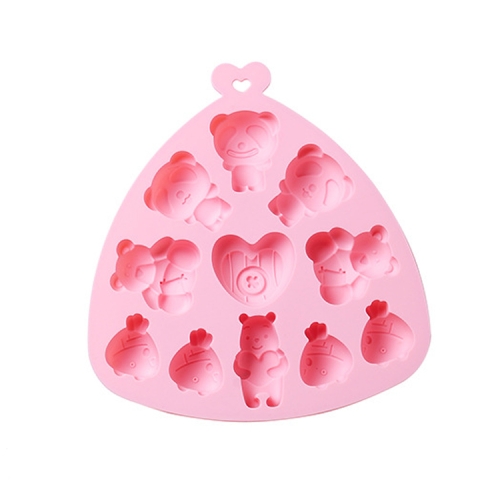 

2 PCS Crystal Epoxy Cartoon Bear Ice Tray Mold Cake Chocolate Bread Silicone Baking Tools(Pink)