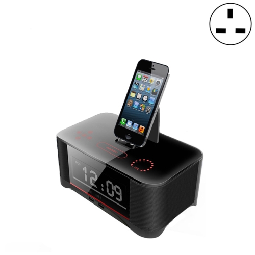 

A8 Charging Base Audio NFC Bluetooth Speaker Alarm Clock, Specification: UK Plug(Black)