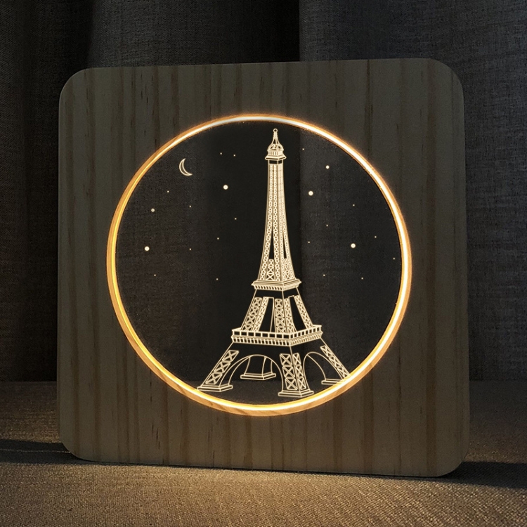 

FS-A2821-02W Eiffel Tower Shape USB Solid Wood Table Lamp LED Night Light(Warm White Light)