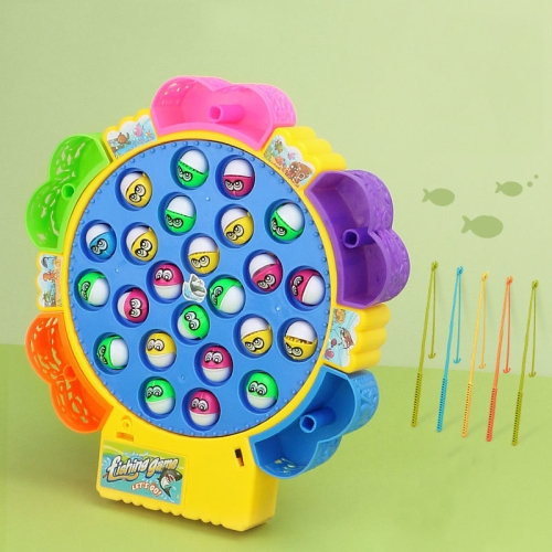 

Magnetic Fishing Toy Children Educational Multifunctional Music Rotating Fishing Plate, Colour: Hook Battery Style+24 Fish 5 Rods