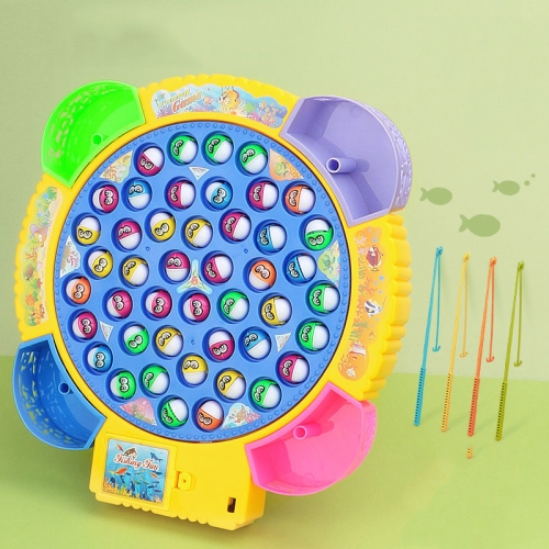 

Magnetic Fishing Toy Children Educational Multifunctional Music Rotating Fishing Plate, Colour: Hook Battery Style+45 Fish 4 Rods