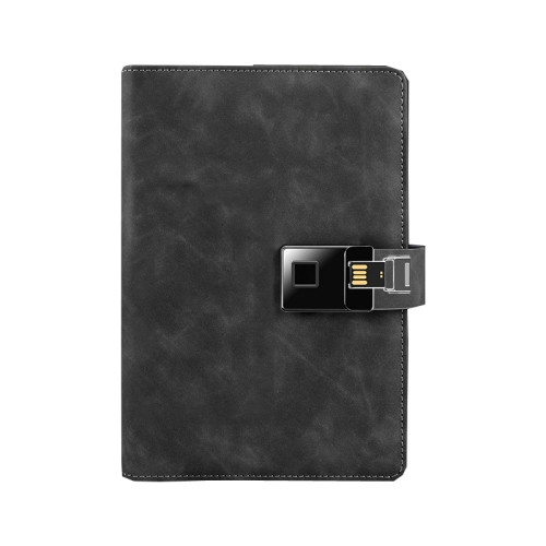 

A5 Multi-Function Fingerprint Unlocking Notebook Can Record 10 Fingerprints, Specification: Fingerprint Lock + 16G U Disk(Cowhide Black)