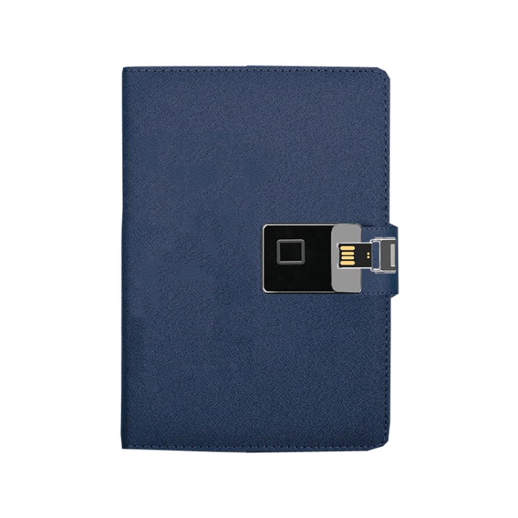

A5 Multi-Function Fingerprint Unlocking Notebook Can Record 10 Fingerprints, Specification: Only With Fingerprint Lock( Cross Pattern Blue)