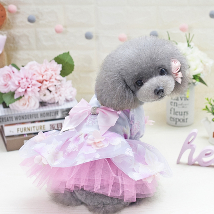 

Dog Clothes Small Dog Skirt Spring And Summer Flower Skirt, Size: XL(Pink)
