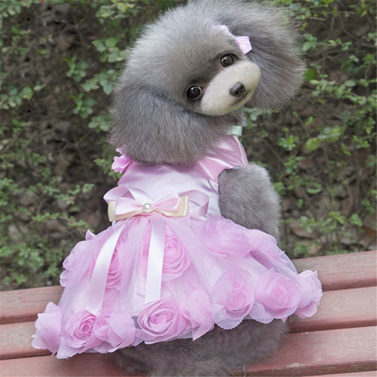 

Pet Clothes Dog Spring Summer Thin Dress Rose Dress, Size: S(Pink)