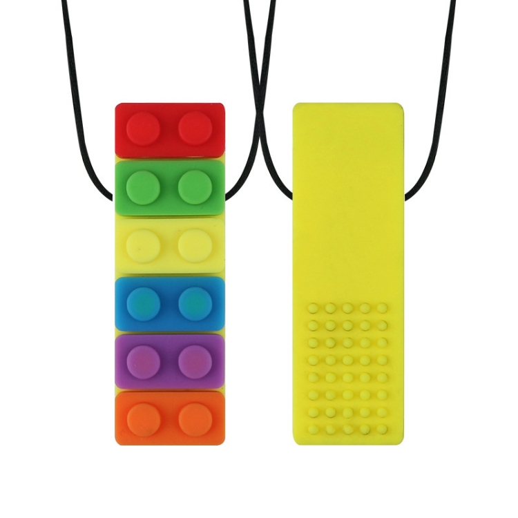 

2 PCS Silicone Baby Building Block Teether Autistic Children Molar Stick, Colour: Yellow