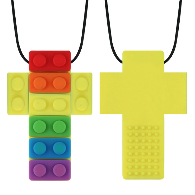 

2 PCS Silicone Baby Building Block Teether Autistic Children Molar Stick, Colour: Yellow Two