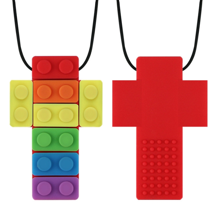 

2 PCS Silicone Baby Building Block Teether Autistic Children Molar Stick, Colour: Red Two
