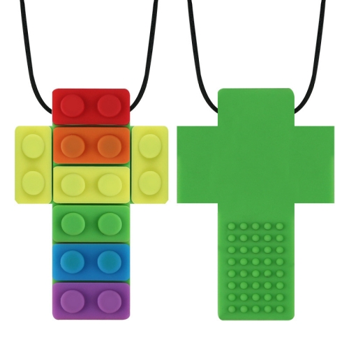 

2 PCS Silicone Baby Building Block Teether Autistic Children Molar Stick, Colour: Green Two