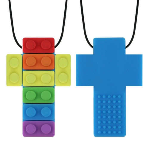 

2 PCS Silicone Baby Building Block Teether Autistic Children Molar Stick, Colour: Blue Two