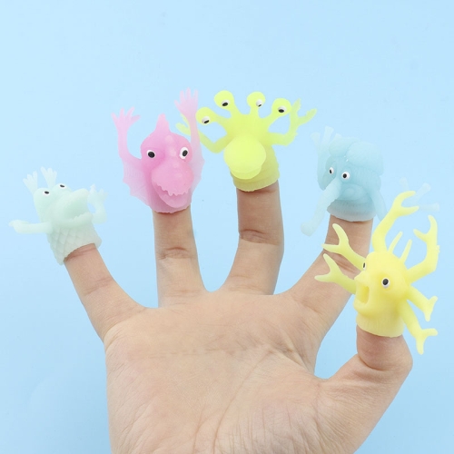 

25 PCS TPR Dinosaur Luminous Finger Doll Soft Rubber Parent-Child Toy, Random Color and Style Delivery