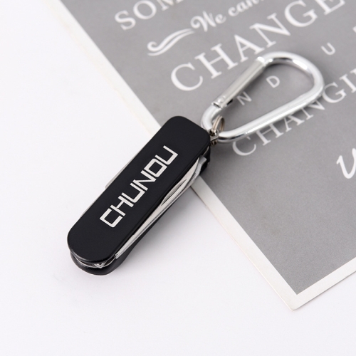 

CHUNOU Multifunctional Stainless Steel Folding Nail Clipper Metal Keychain, Colour: Multi-function Pendant (Black)