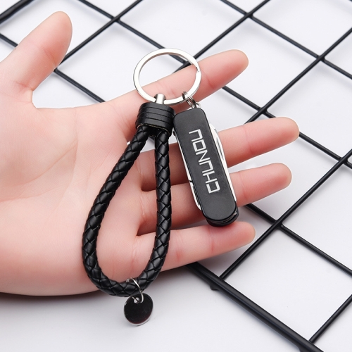 

CHUNOU Multifunctional Stainless Steel Folding Nail Clipper Metal Keychain, Colour: Black Rope+Pendant